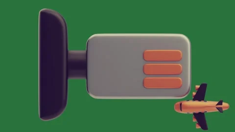 With white square and black an image of camera orange object on phone attache... Stock Footage 335980205