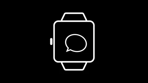 White Square and Smartwatch with Speech Bubble on Black Background Stock Footage 306586856