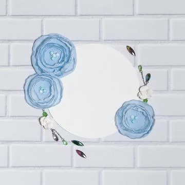 White Square Background With Handmade Ranunculus Flowers Stock Photos