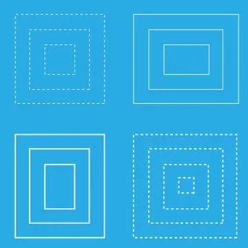 White square blue background geometric shapes lines Stock Illustration