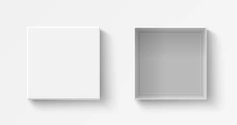White square box top view. Open and close gift boxes. Stock Illustration