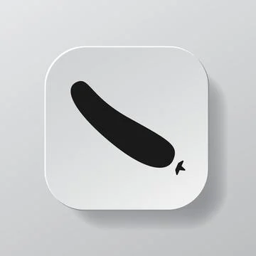 White square button with cucumber outline icon, black zucchini on the white Stock Illustration