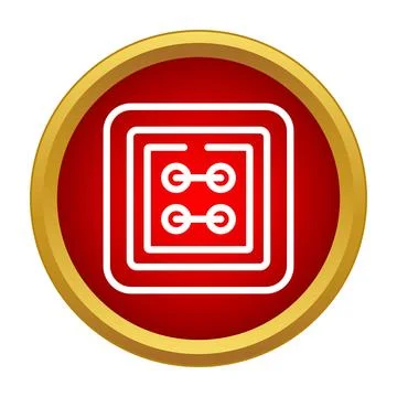 White square button flat icon in red circle Stock Illustration