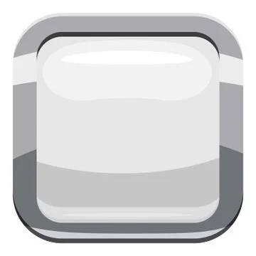 White square button icon, cartoon style Stock Illustration
