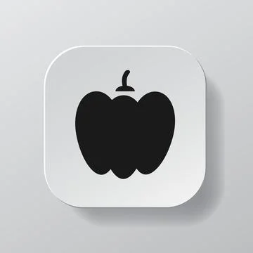 White square button with paprika outline icon, black bell pepper on the white Illustrazione stock
