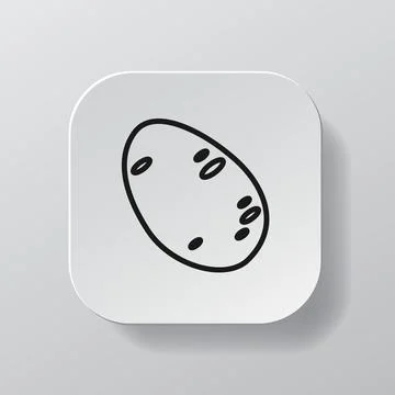 White square button with potato vegetable line icon, black outline potato on the Illustrazione stock