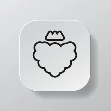 White square button with raspberry fruit icon, black outline berry on the plate 스톡 일러스트