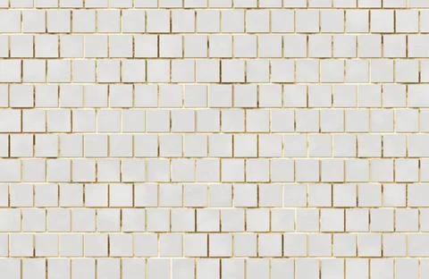 White square ceramic wall tiles with dark gold dirty grout texture. Stock-Illustration