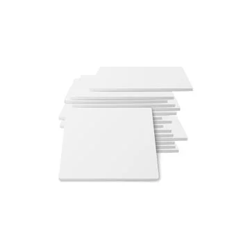 White square coaster stack, realistic mockup of stacked cardboard pads Stock Illustration