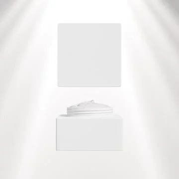 White square cream jar mockup, rectangular shape skincare packaging Stock Illustration