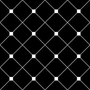 White Square Diamond Grid Black Background. Classic Minimal Pattern Texture B Stock Illustration