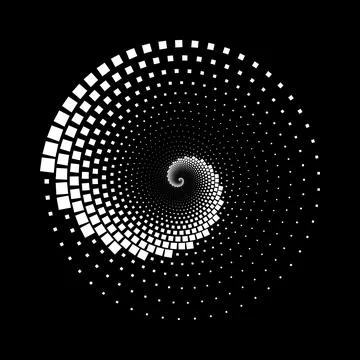 White square dotted stripes in vortex form Stock Illustration