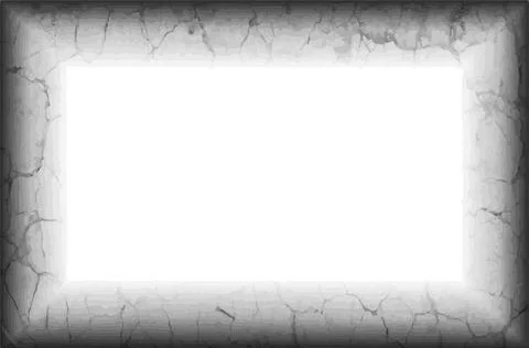 A white square frame with a crack in it, grunge photo frame, Stockillustratie