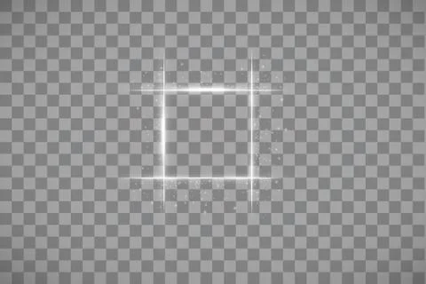 White square frame with lights effects. Shining luxury banner vector Stock Illustration