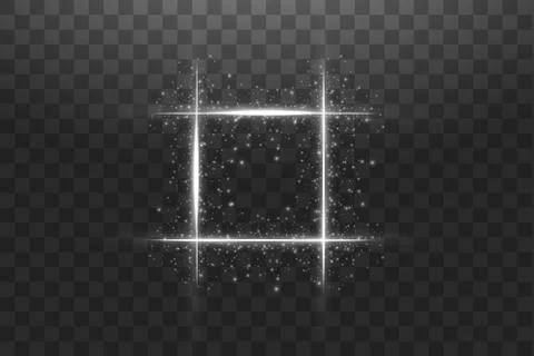 White square frame with lights effects. Shining luxury banner vector Stock Illustration