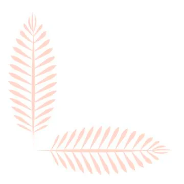 White square frame with simple leaves in the form of a corner Stock Illustration