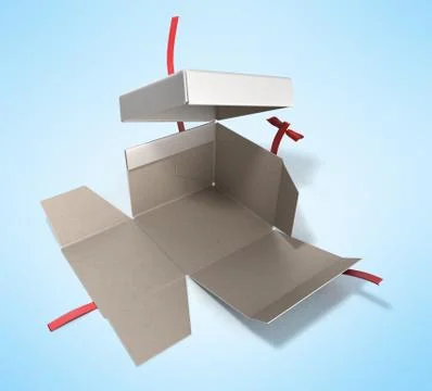 White Square Gift Box with Red Ribbon and Bow 3d render Stock Illustration
