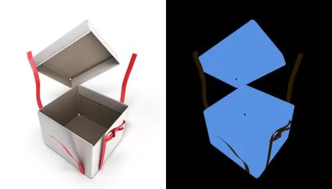 White Square Gift Box with Red Ribbon and Bow 3d render Isolated on Backgroun 스톡 일러스트