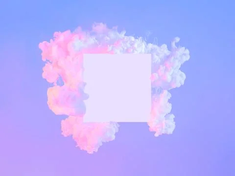 White square in neon clouds, copy space. Abstract Stock Photos