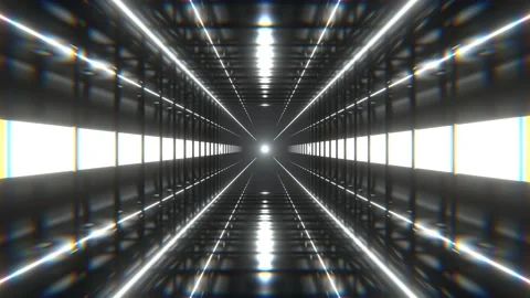 White Square Neon Tunnel Background VJ Loop 4K Stock Footage 294909214