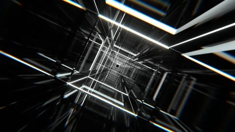 White Square Neon Tunnel Background VJ Loop l 4K Stock Footage 294912122