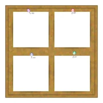White Square Paper Set. Brown Cork Board Texture. Wood Pattern. Empty Notice Illustrazione stock