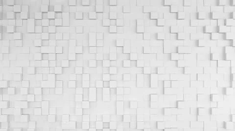 White square pattern background, white panel wall, 3d rendering Stock Illustration