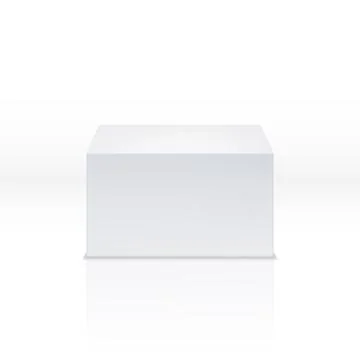 White square pedestal, empty polyhedron, blank 3d box, cube, stage vector Stock Illustration