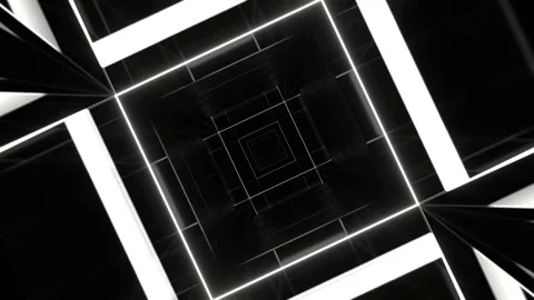 White Square Rotating Tunnel with Star Strobe Light Background VJ Loop in 4K Stock Footage 307399702