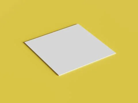 White square shape paper mockup on yellow gold isolated background. Brandi... Stock Photos