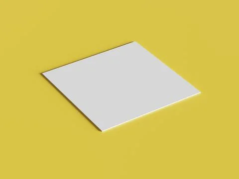 White square shape paper mockup on yellow gold isolated background. Brandin.. Stock Photos