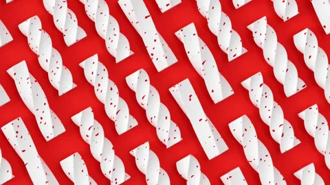 White square shapes rotating on red background. 3d render creative animation Stock Footage 158455507