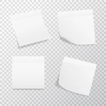 White square sticker set on transparent background. Realistic stickers with f Stock Illustration