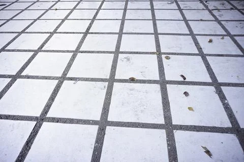 White square tile floor texture with grid pattern Stock Photos