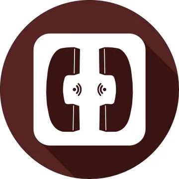 White square with two handsets on a circle of dark red, vector Stock Illustration