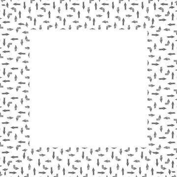 White squared frame with black line arrows. Doodle sign. Sketch curve outline Stock Illustration