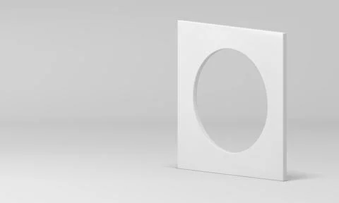 White squared hole circle frame premium minimalist decor element 3d vertica.. Stock Illustration