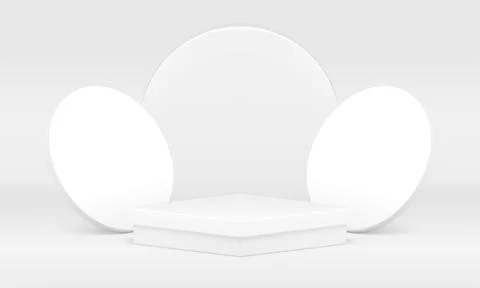 White squared podium circle wall product presentation 3d studio background re イラスト素材