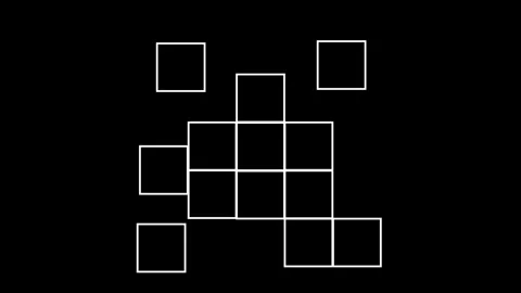 White squares composition on black background, Stock Footage 284464399