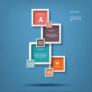 White squares menu options vector illustration suitable for infographics Stock Illustration