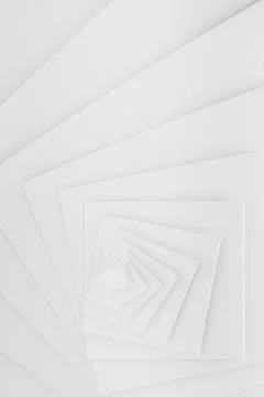 White squares nest endlessly in a recursive tunnel, creating soft depth, lumi Stock Illustration