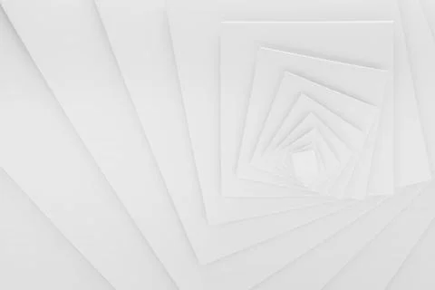 White squares nest endlessly in a recursive tunnel, creating soft depth, lumi Stock Photos