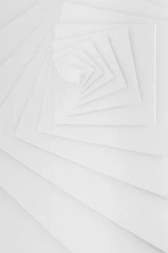 White squares nest endlessly in a recursive tunnel, creating soft depth, lumi Stock Photos