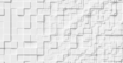 White squares or planes transforming into smaller squares geometry backgrou.. Stock Illustration
