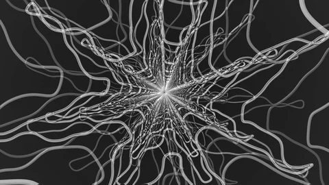White Squiggle Star Rotation Stock Footage 100851740