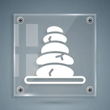 White Stack hot stones icon isolated on grey background. Spa salon accessory. Illustrazione stock