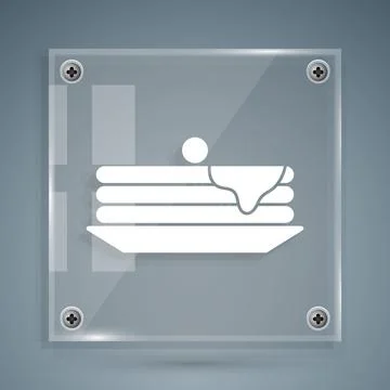 White Stack of pancakes icon isolated on grey background. Baking with syrup and 스톡 일러스트