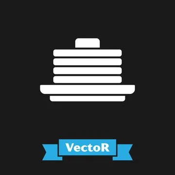 White Stack of pancakes icon isolated on black background. Baking with syrup and 库存插图