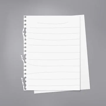 White stacked lined and blank note, notebook paper are on dark gray background Stock Illustration
