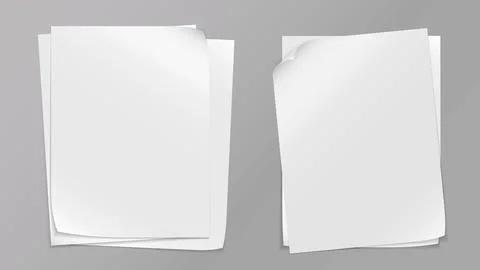 White stacked note, notebook paper are on grey background for text, advertising Stock Illustration